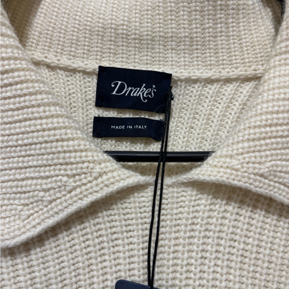 NWT Drakes Integral Collar Ribbed Jumper Ecru (Cream) - Size XXL - Picture 5 of 7